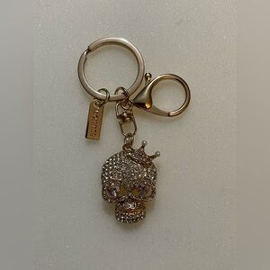 Skull with Love Heart Eyes and Queen Crown Lobster Clasp 3D Charm Keychain